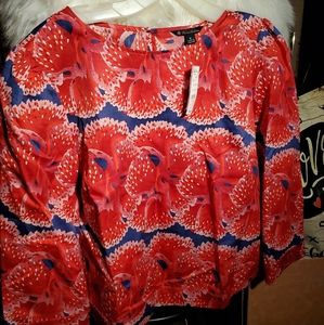 Red and blue blouse